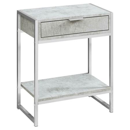 DAPHNES DINNETTE 24 in. Grey Cement & Chrome Metal Accent Table DA3076382